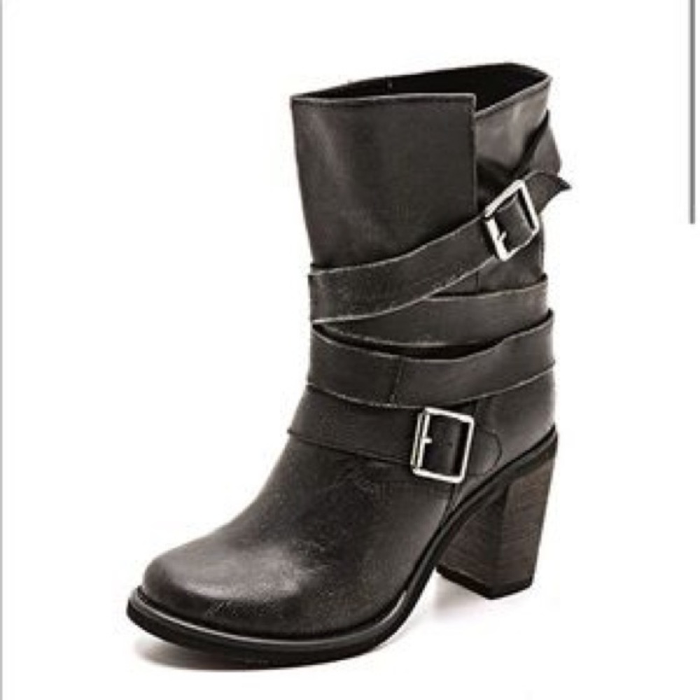 JEFFREY CAMPBELL Ibiza Booties Strapped Leather - slouchy size 7